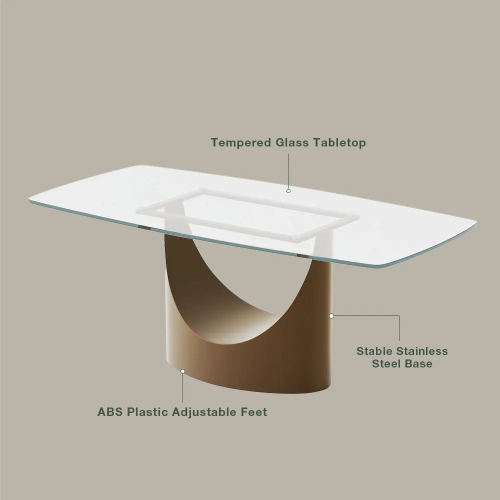 Hobart - Rectangular Tempered Glass Dining Table