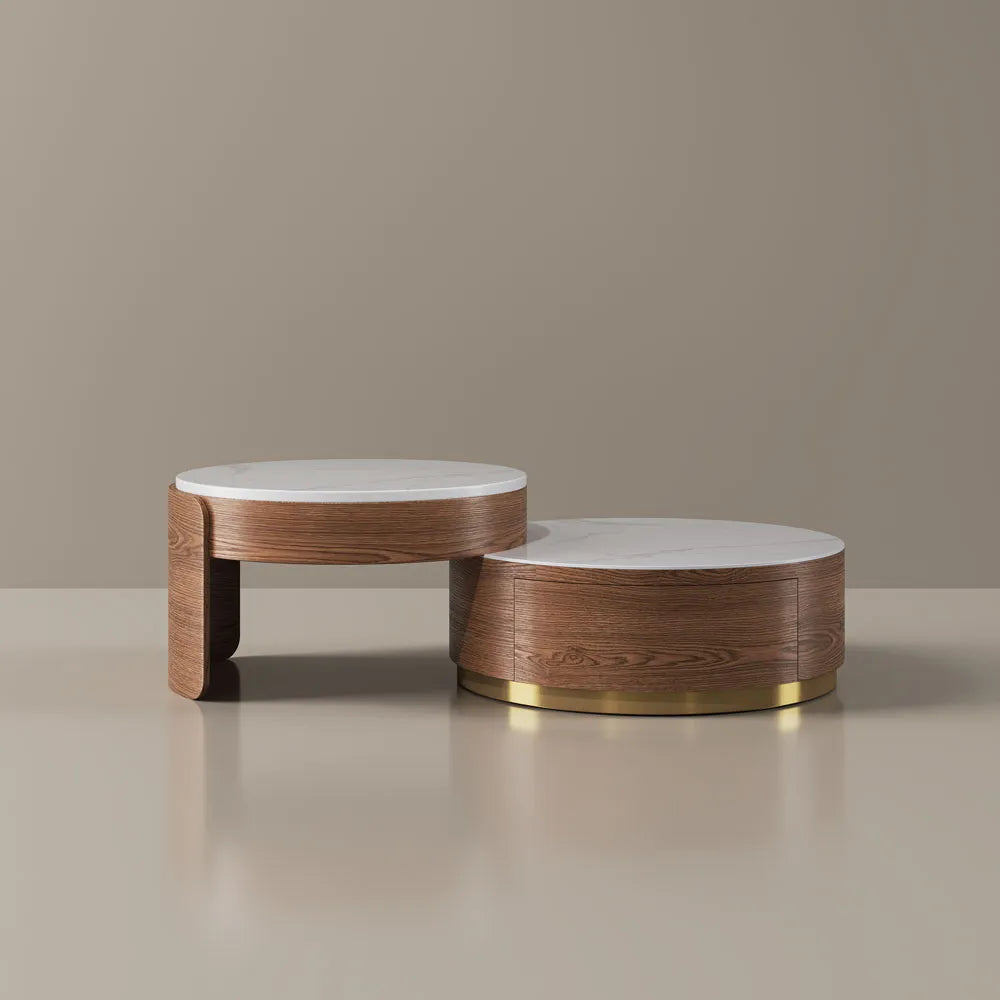 Ensemble de 2 tables basses gigognes modernes à plateau relevable