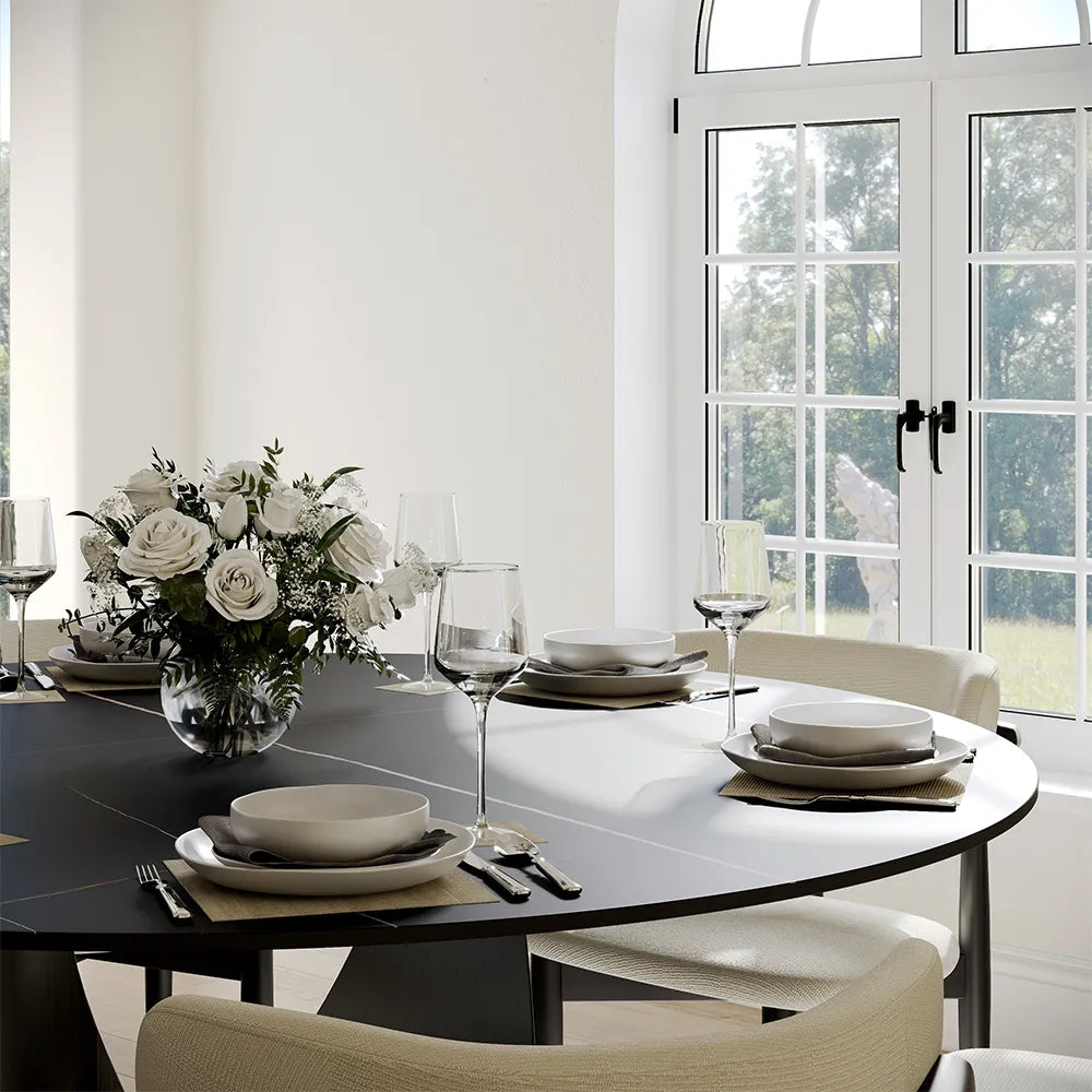 51in Hobart-Round Matte Sintered Stone Dining Table