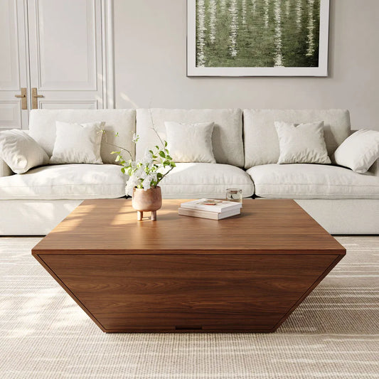 39" Square Wood Coffee Table with Storage