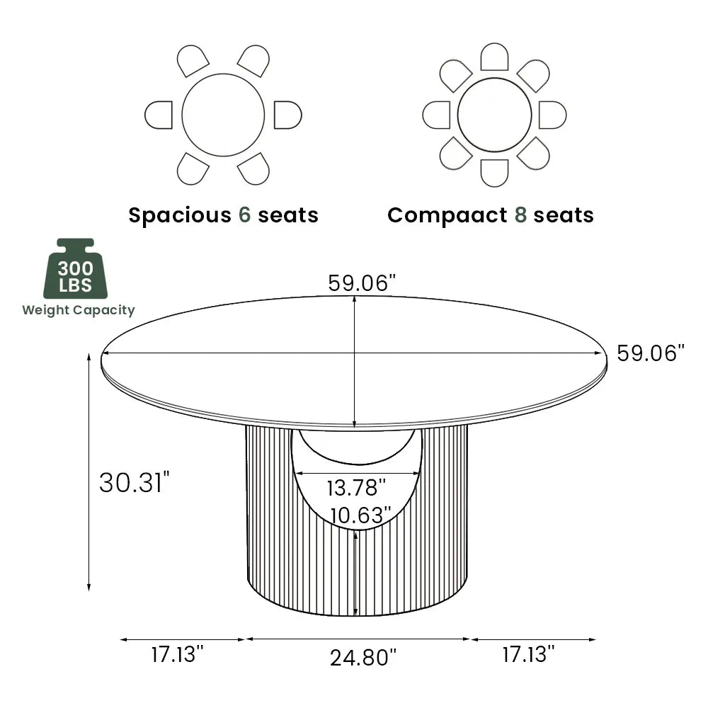 Silva - Table à manger ronde en pierre frittée brillante