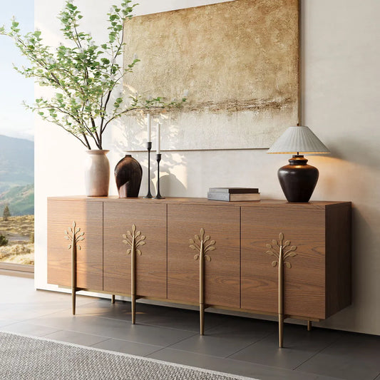 70.87" Mid-Century Modern TV Stand with Tree-Shaped Decorations(8-10 weeks to arrive)