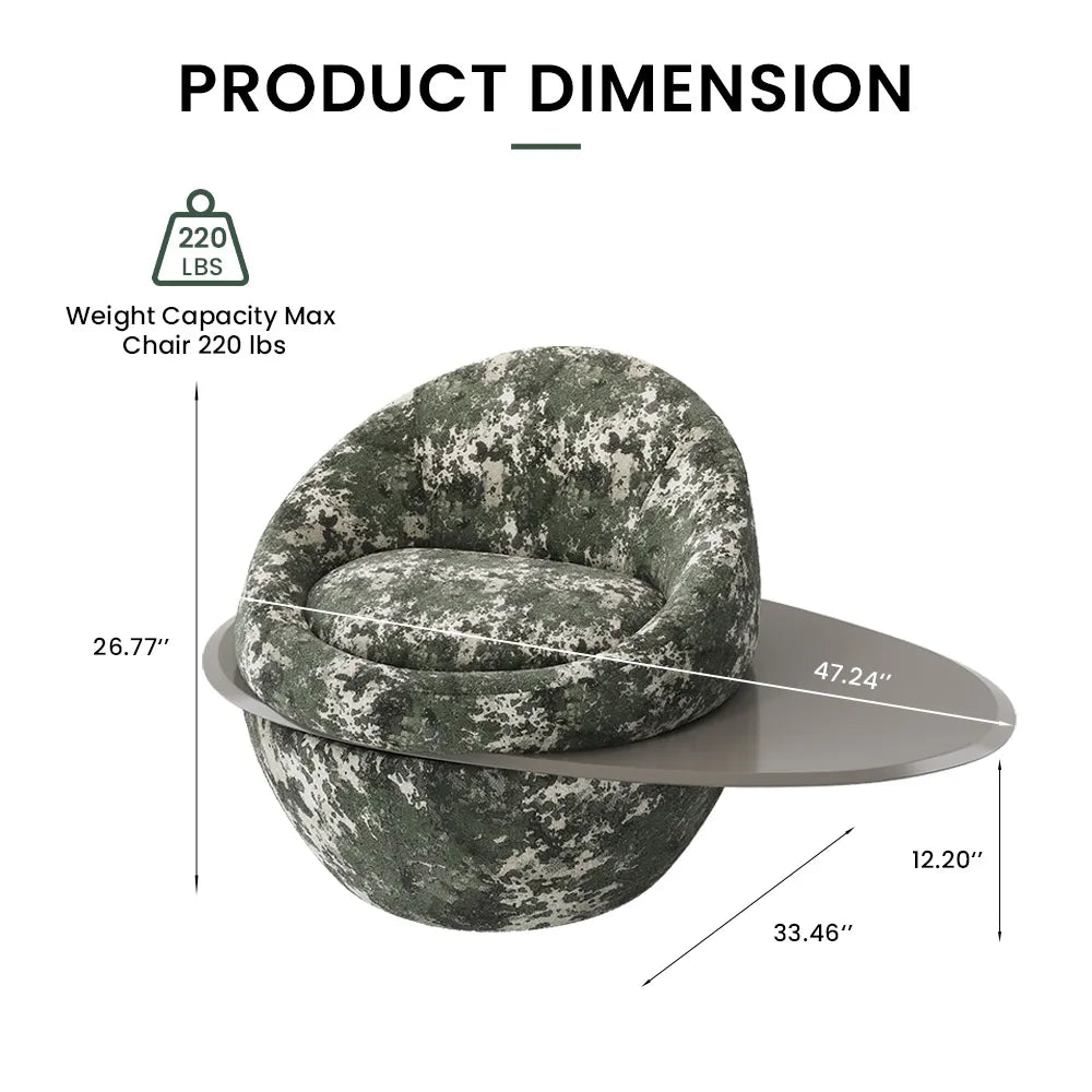 47.24" Planet Round Lounge Chair with Storage Tray