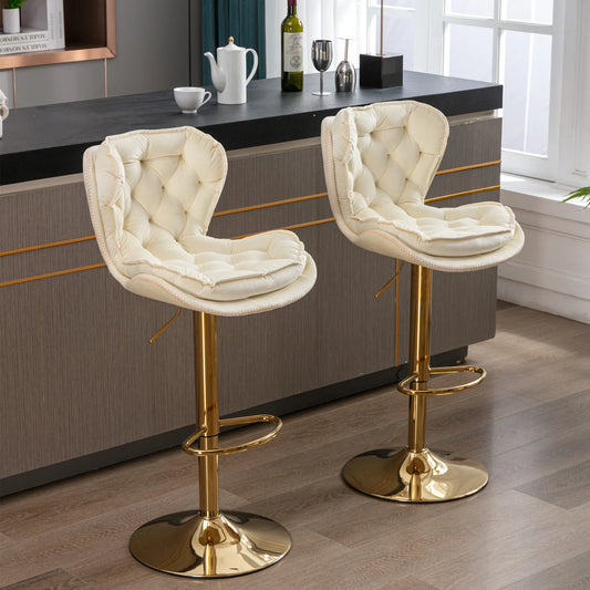 Modern Velvet Adjustable Bar Stools (Set of 2)