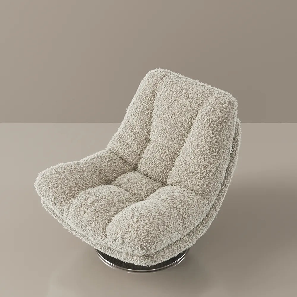 Fauteuil Teddy beige pivotant à 360° moderne