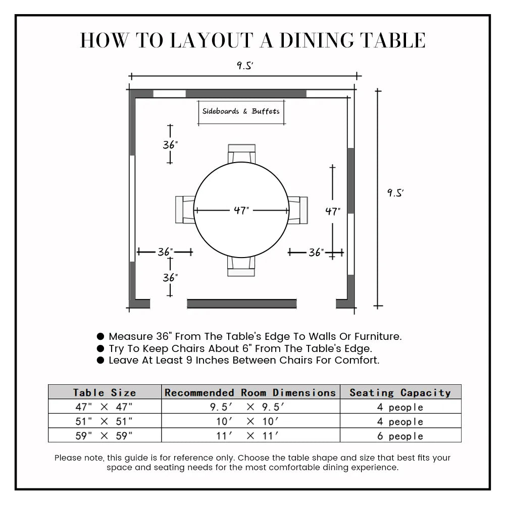 47" Mid-Century Modern Round Wood Dining Table for 4