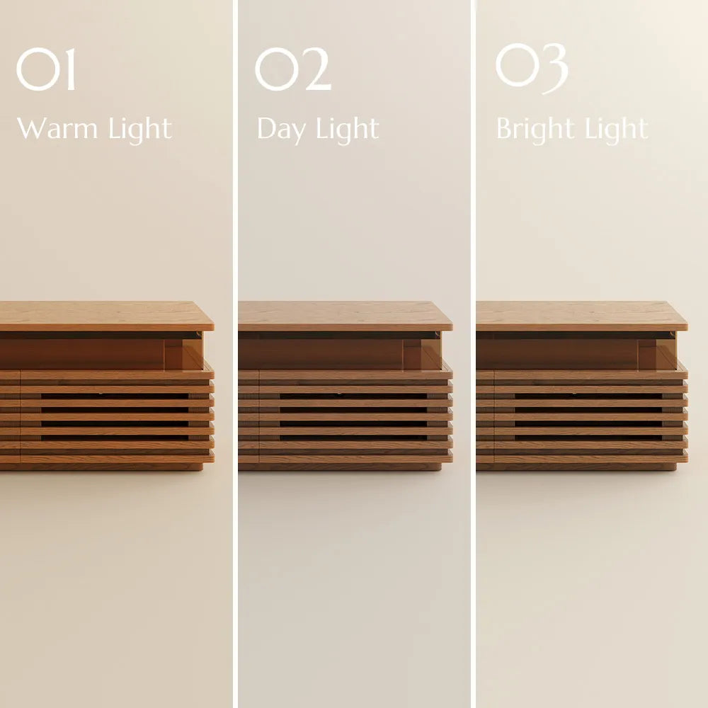 Selene-71" Horizontal Slatted TV Stand with Adjustable LED Lights