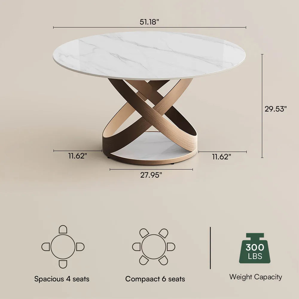 51in Maxwell-Round Glossy Sintered Stone Dining Table
