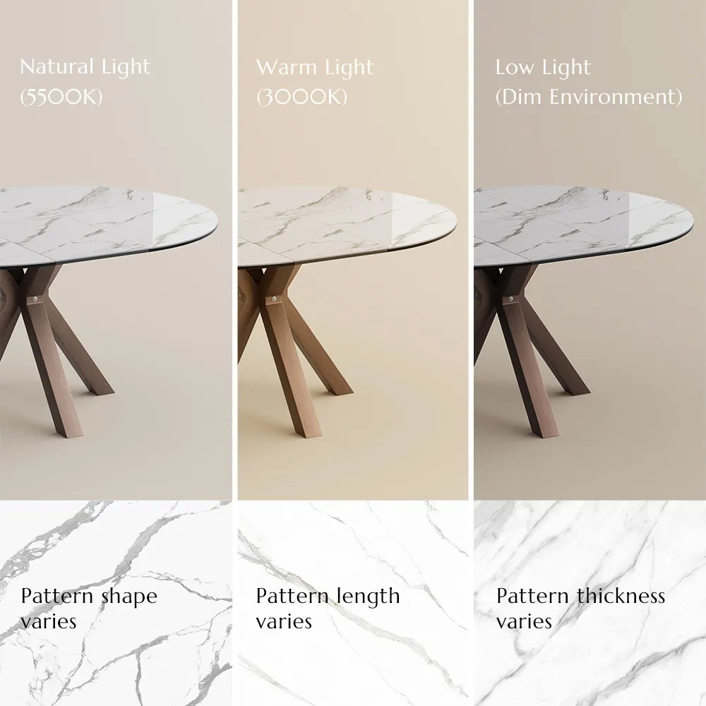 Hector-Oval Glossy Sintered Stone Extendable Dining Table