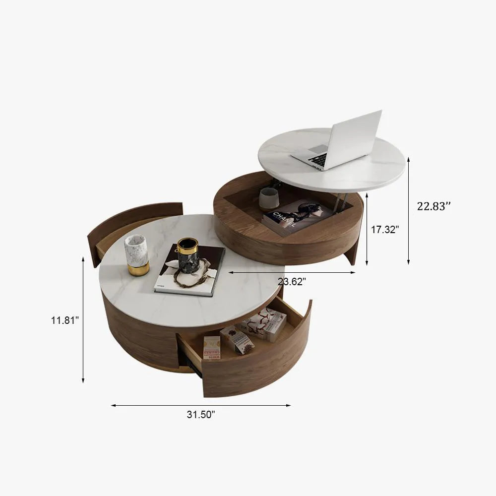 Ensemble de 2 tables basses gigognes modernes à plateau relevable