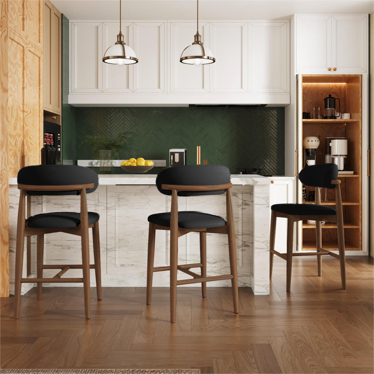 Lawson-24'' Mid-Century Modern Wood Counter Height Bar Stools Set of 2
