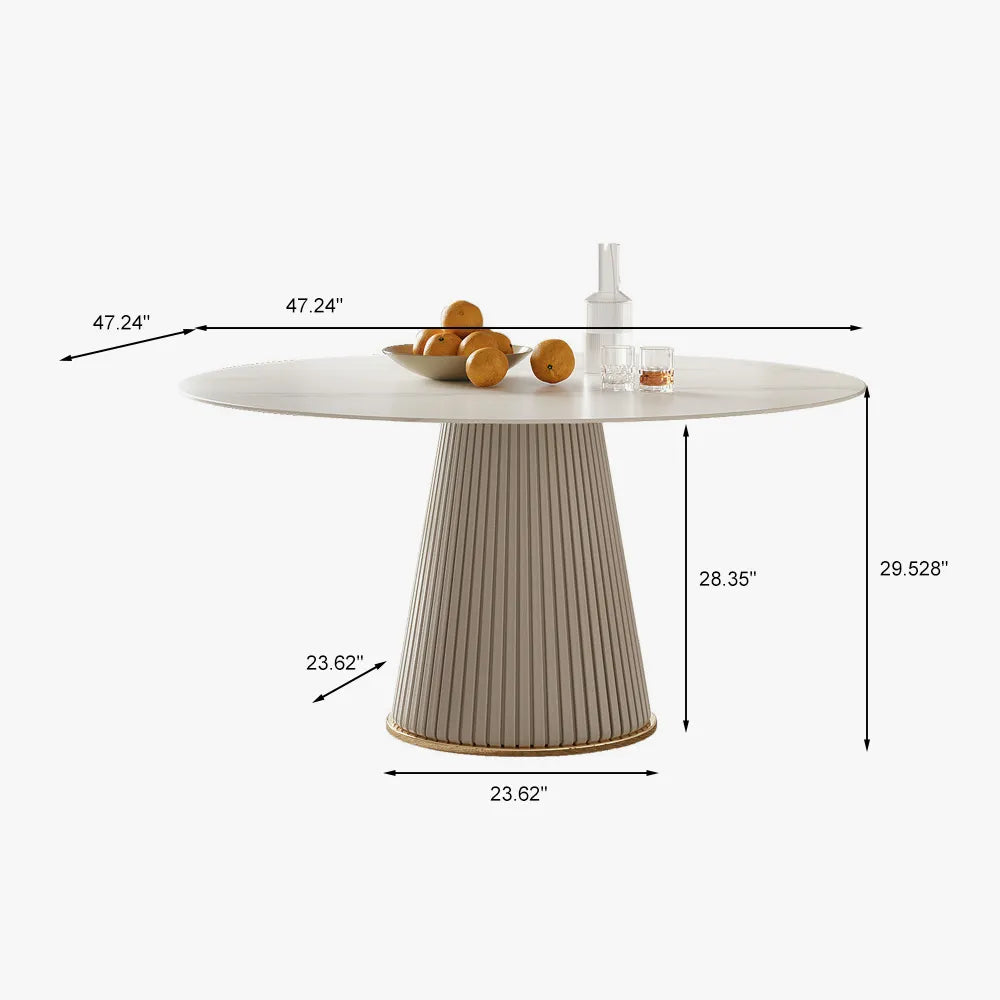 Table à manger ronde en pierre frittée mate Lira (47 po)