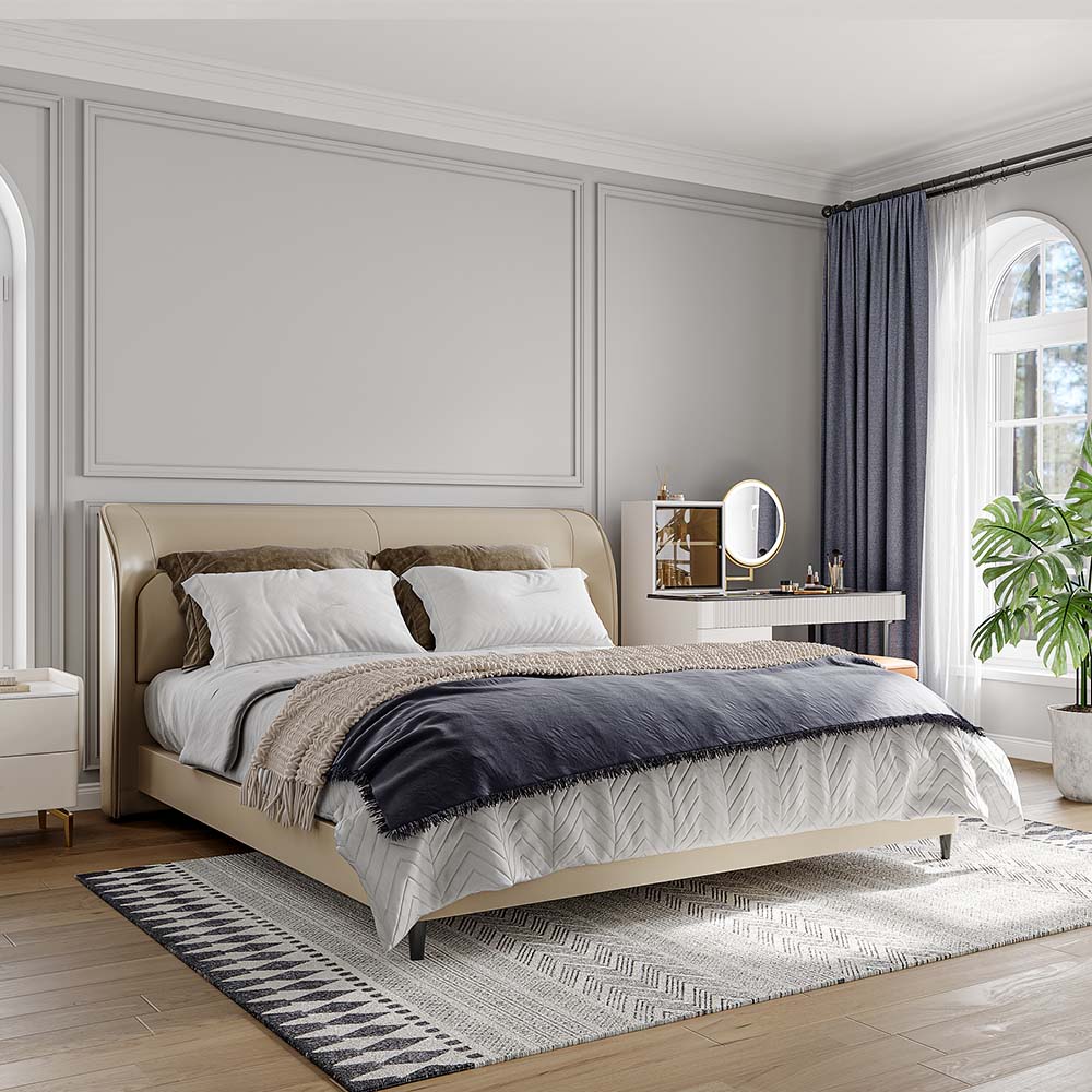 Cadre de lit king size moderne en cuir