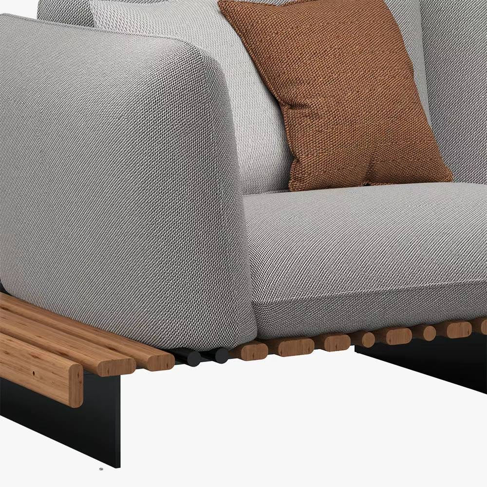 Canapé en bois massif et coton et lin de 133,86 pouces