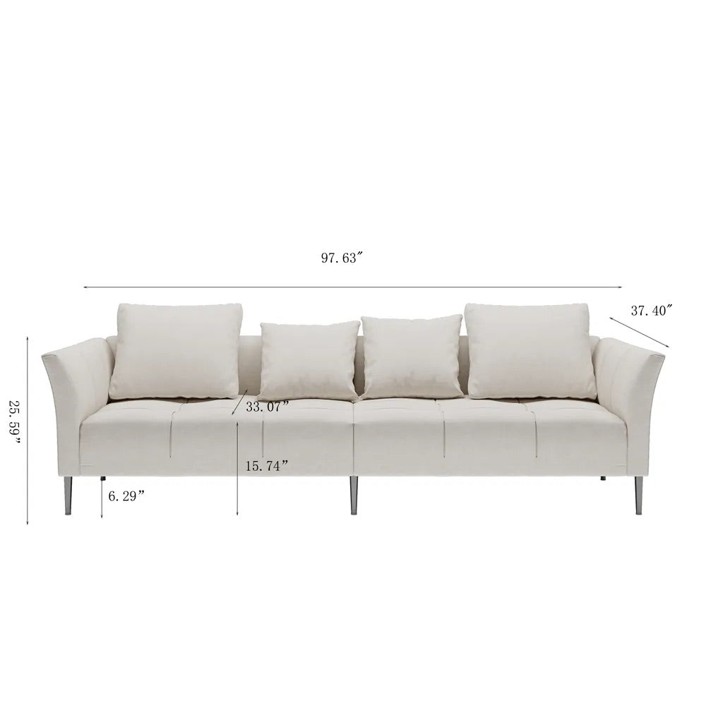 Canapé moderne en coton et lin de 97,63 pouces