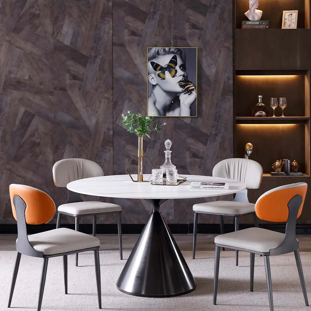 Table à manger ronde de luxe moderne de 47 pouces pour quatre personnes