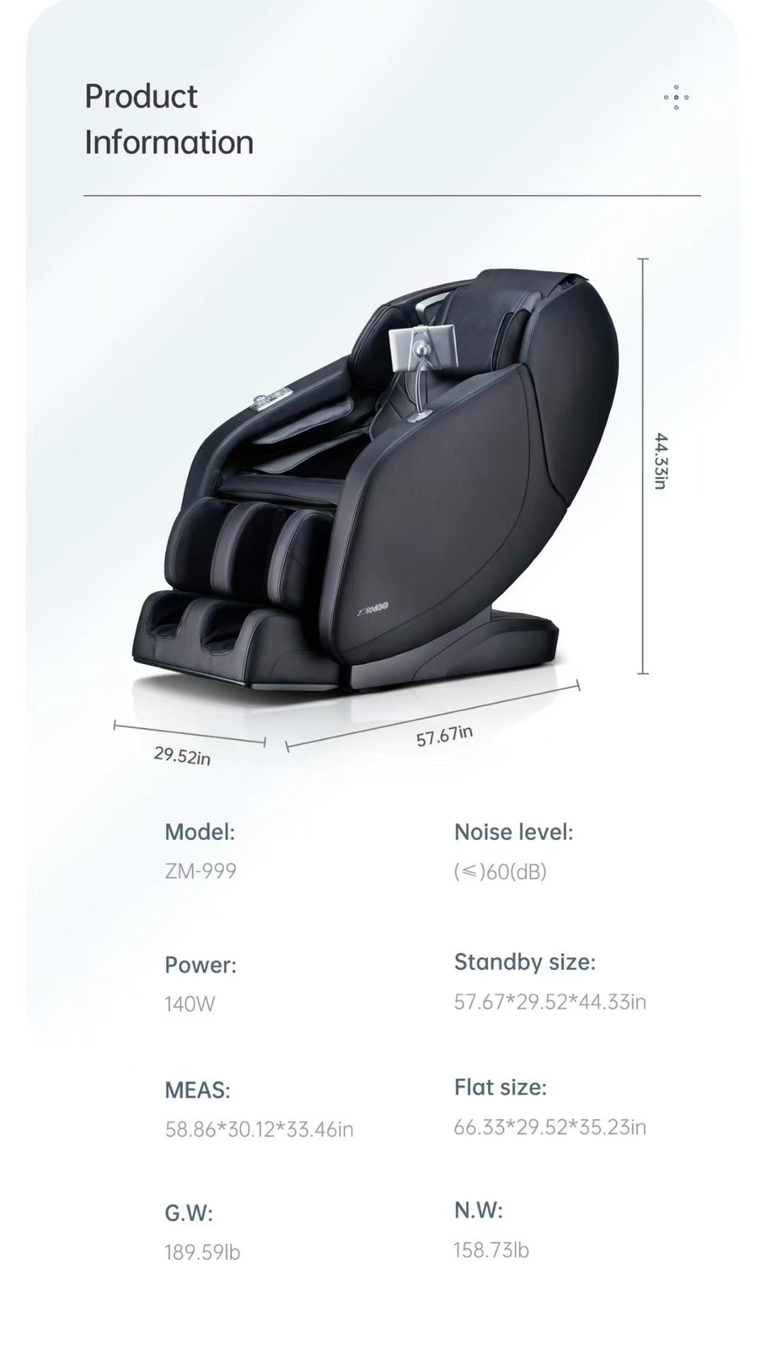 ZORMOO 4D Intelligent Full Body Massage Chair | SL Track · Zero Gravity · AI Body Detection