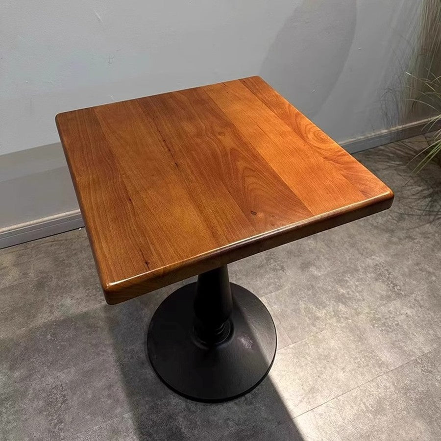 Modern Square Dining Table | Solid Rubberwood Top | 2-Seater Café Table with Metal Base