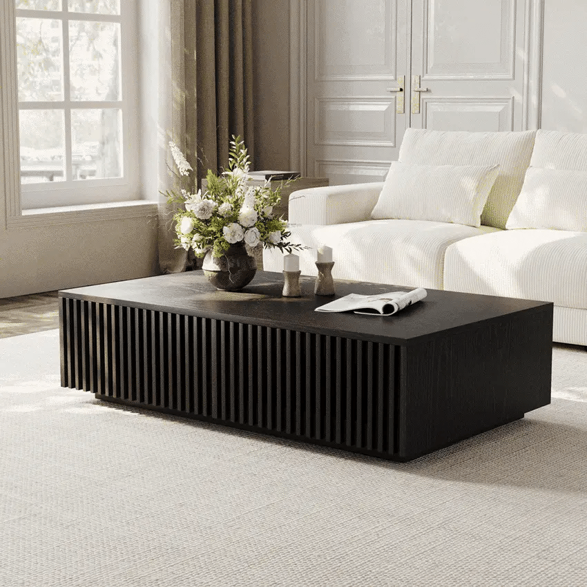 47" Rectangle Wood Coffee Table with Storage