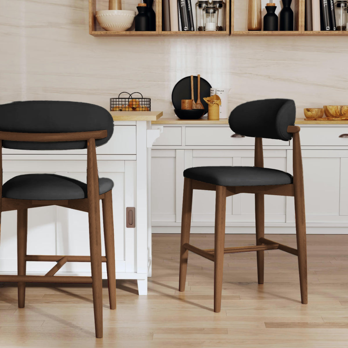 Lawson-24'' Mid-Century Modern Wood Counter Height Bar Stools Set of 2