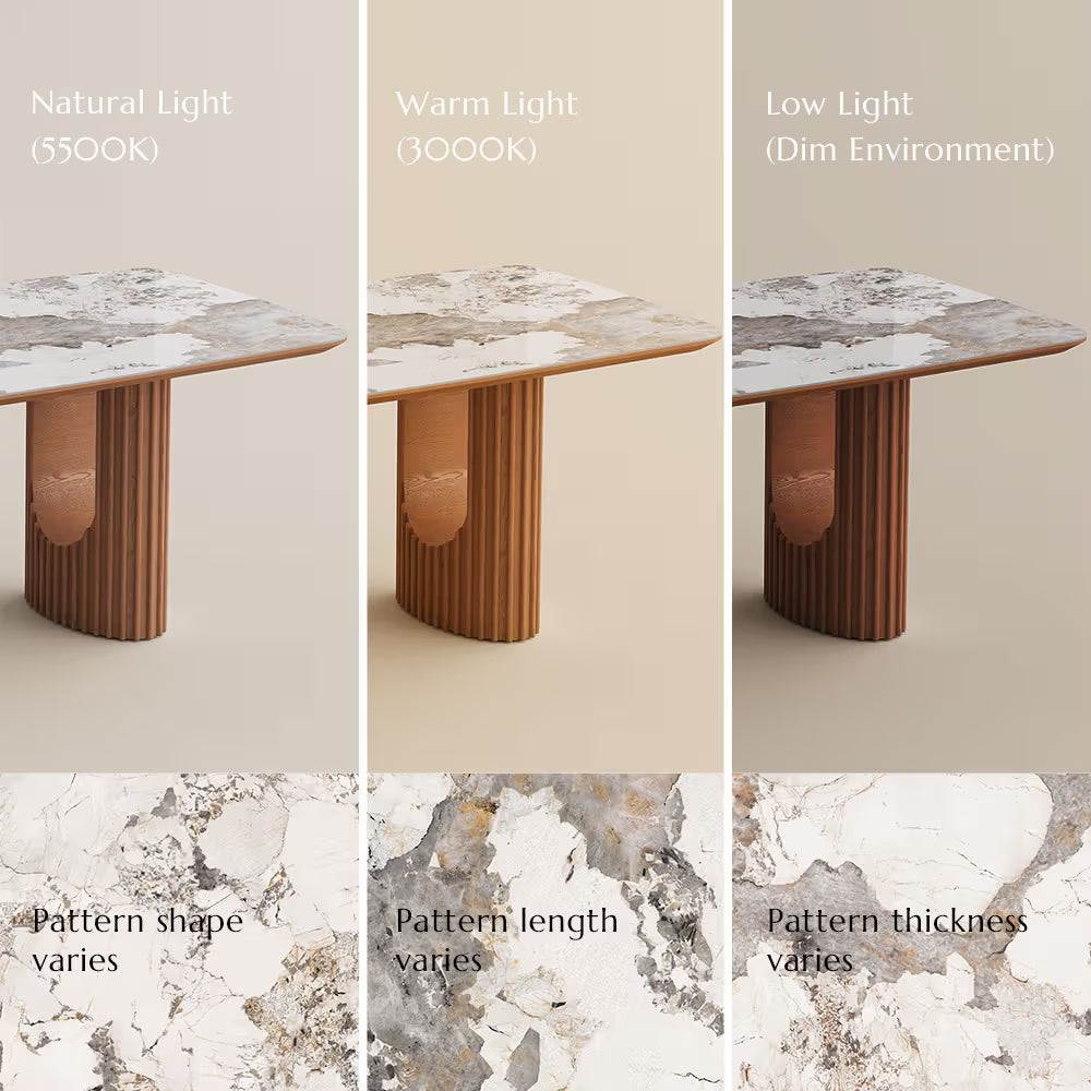 Silva – Table à manger moderne du milieu du siècle en pierre frittée brillante