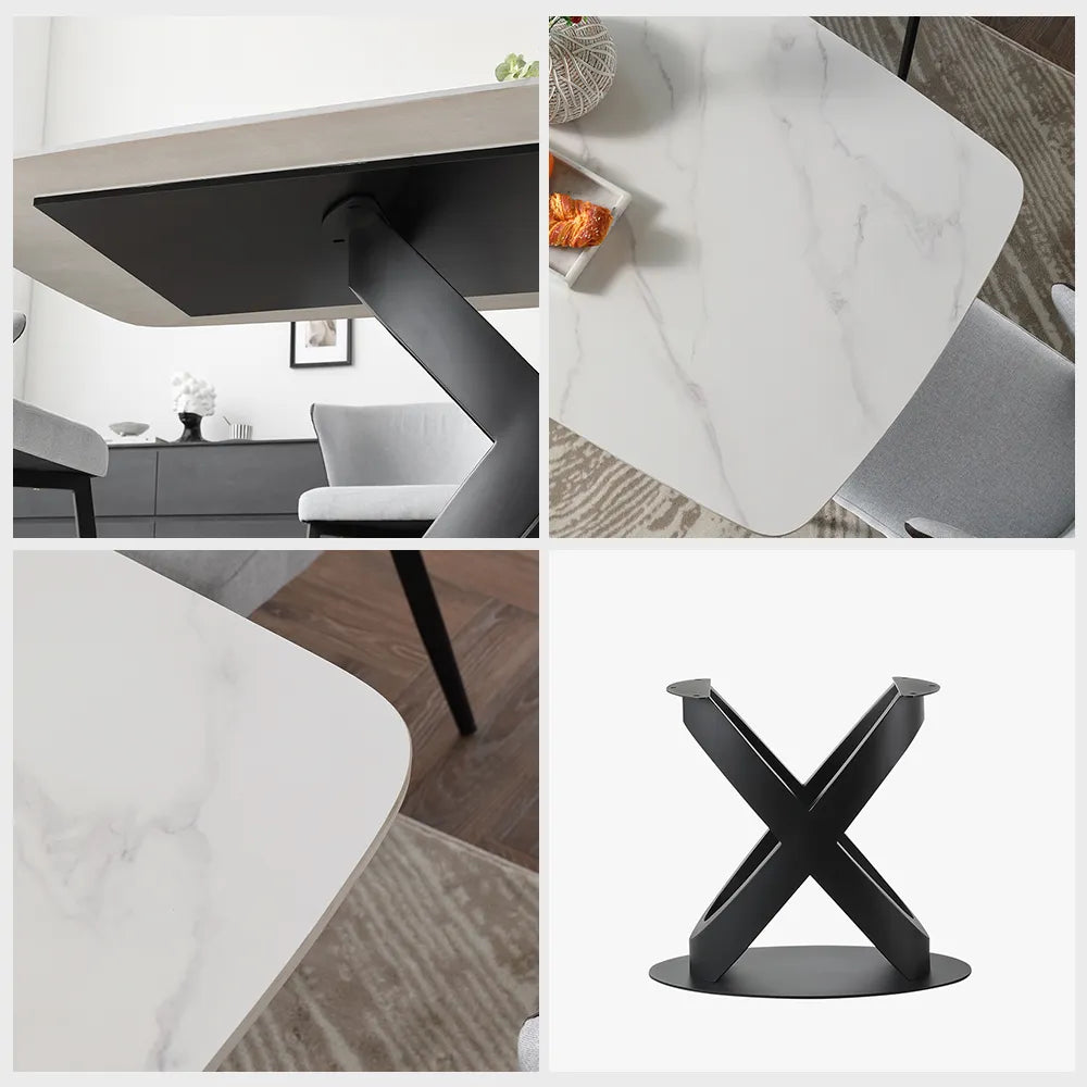 Maxwell-Rectangular Matte Sintered Stone Dining Table