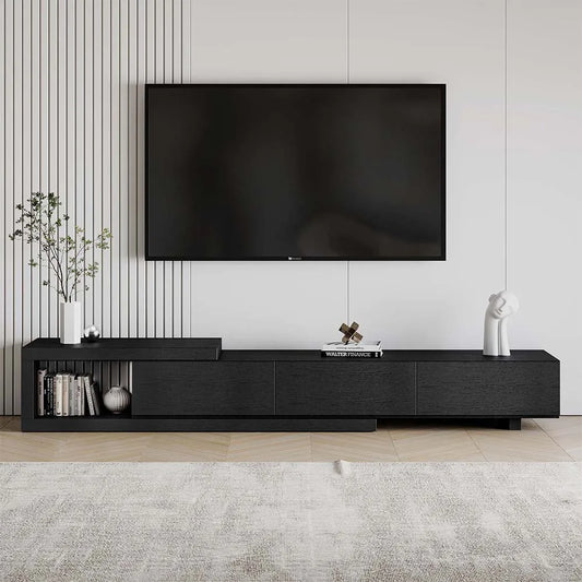 Meuble TV rétractable moderne en bois avec 3 tiroirs 
