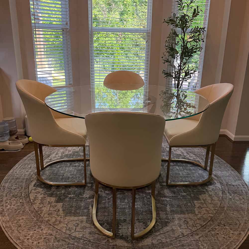 59in Maxwell-Round Tempered Glass Dining Table