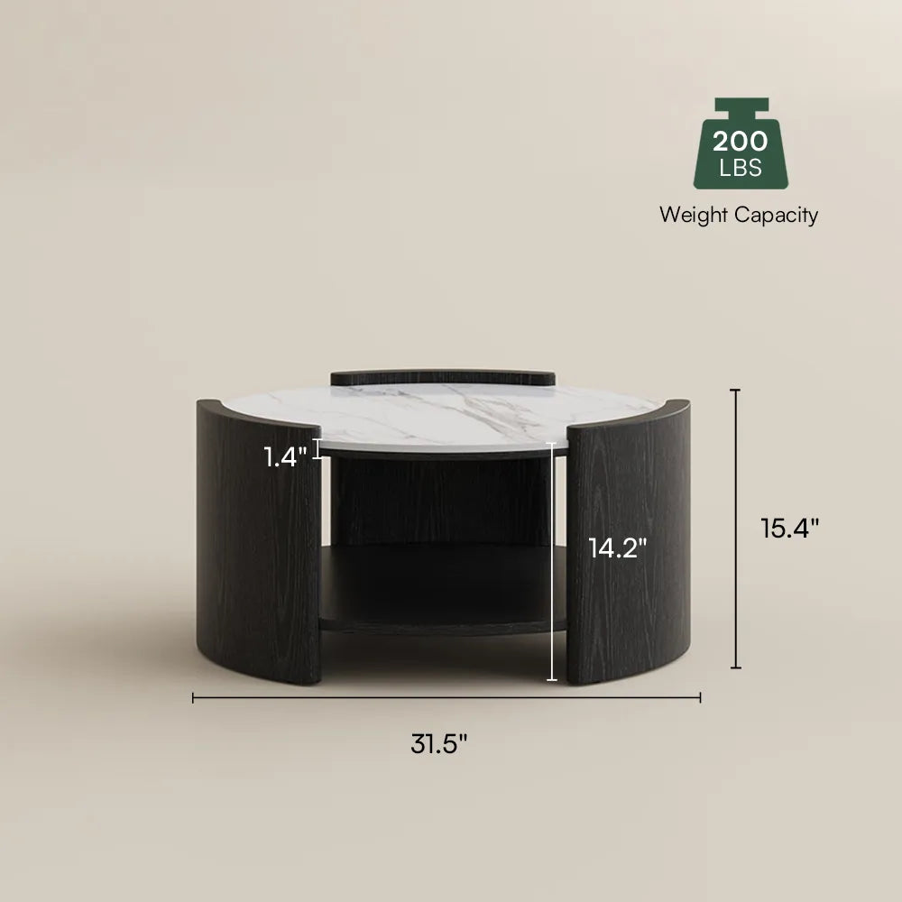 31" Round Coffee Table with Storage Shelf