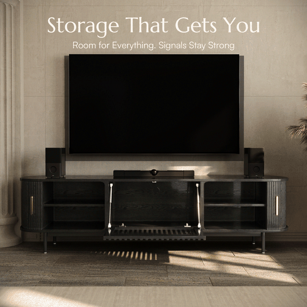 Eos-70.87"Mid-Century Modern Tambour Door TV Stand