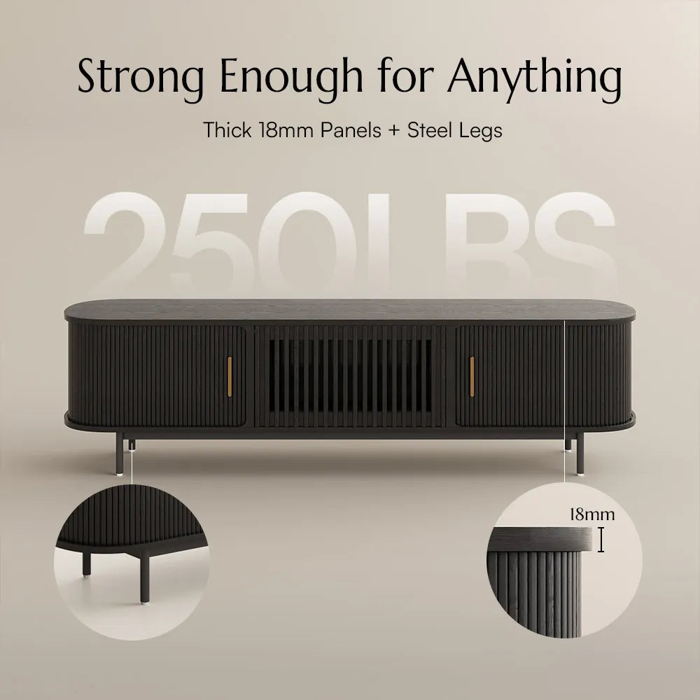 Eos-70.87"Mid-Century Modern Tambour Door TV Stand