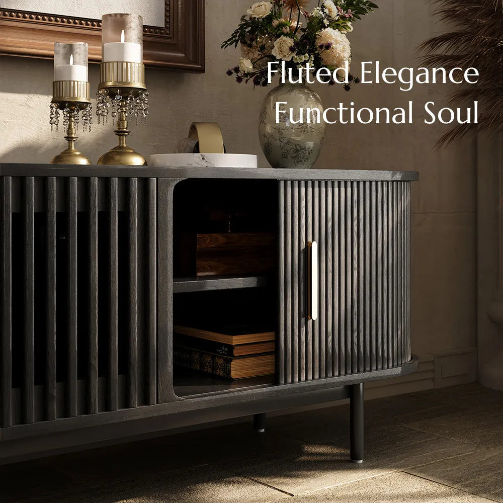 Eos-70.87"Mid-Century Modern Tambour Door TV Stand