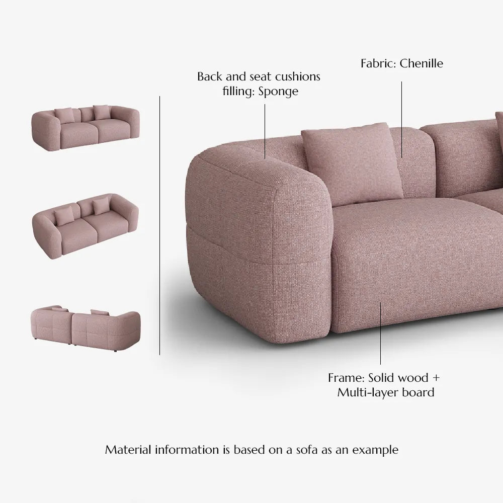 Simple Puce sofa chenille casual sofa set