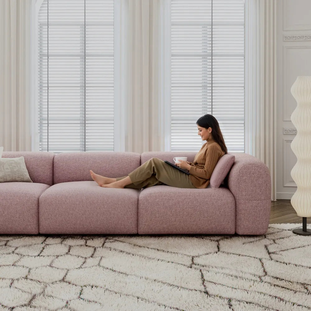 Simple Puce sofa chenille casual sofa set