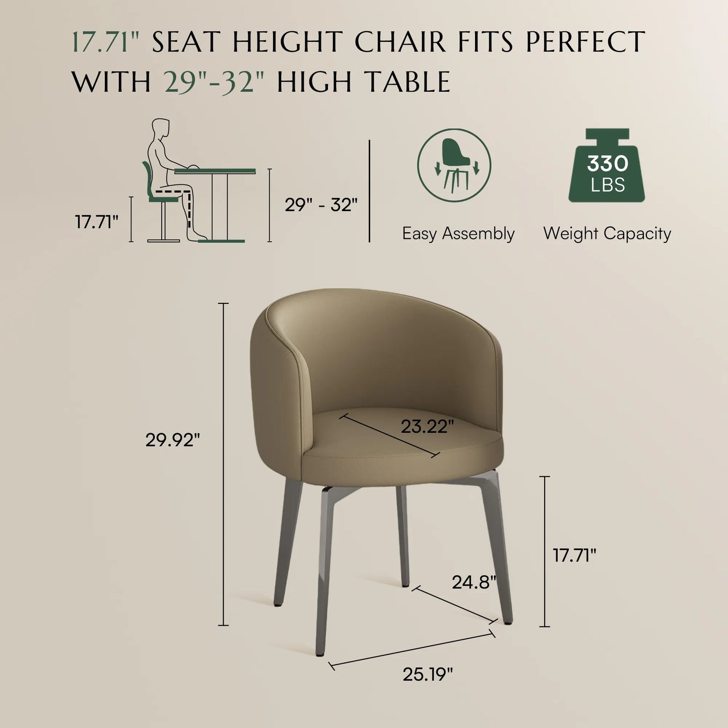 Modern Upholstered Barrel Dining Chairs Set of 2