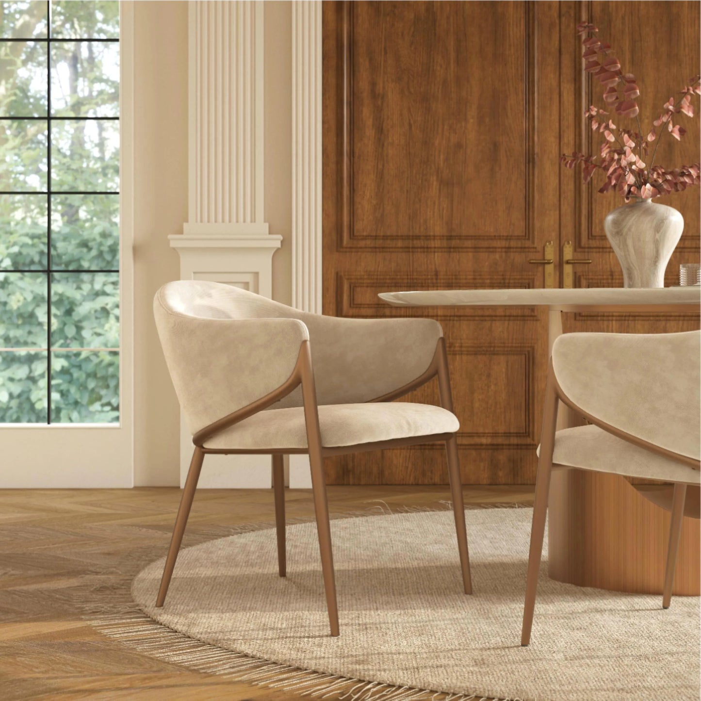 Alar-Mid-Century Modern Upholstered Dining Chairs Set of 2