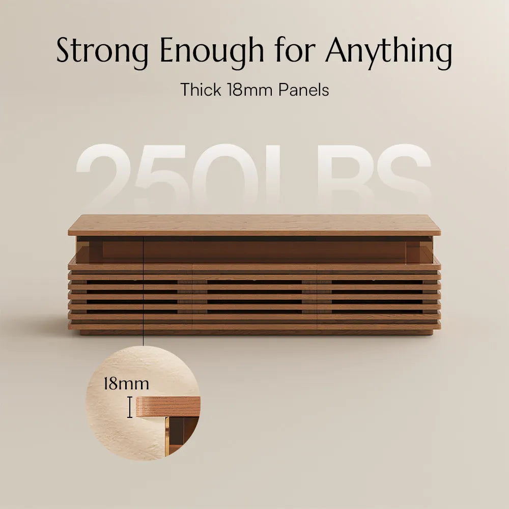 Selene-71" Horizontal Slatted TV Stand with Adjustable LED Lights