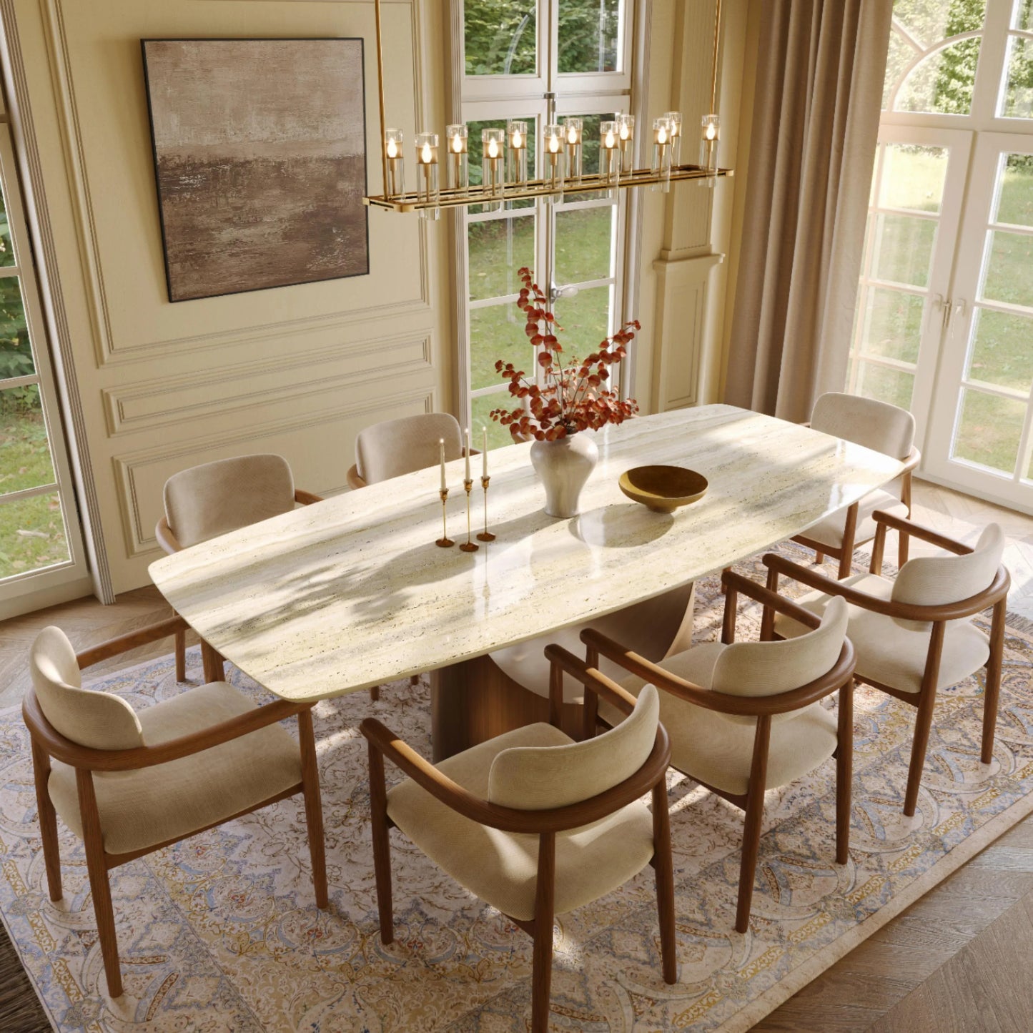Mid-Century Modern Solid Wood Upholstered Dining Chair