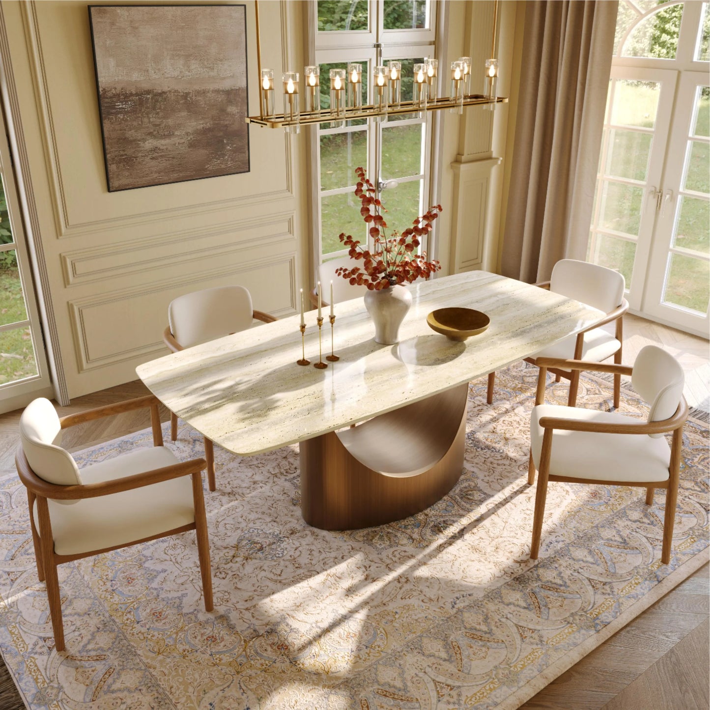 Mid-Century Modern Solid Wood Upholstered Dining Chair
