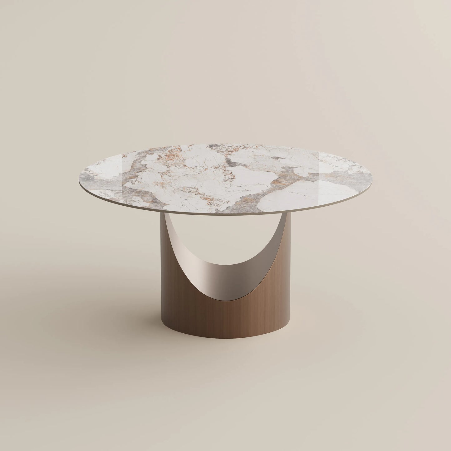 51-inch Hobart round polished sintered stone table, including 4 chairs