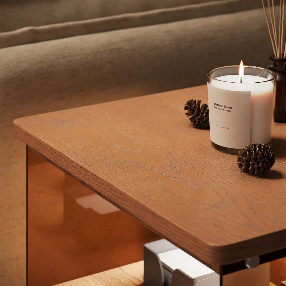 Selene-18" Slatted Side Table with LED Lights