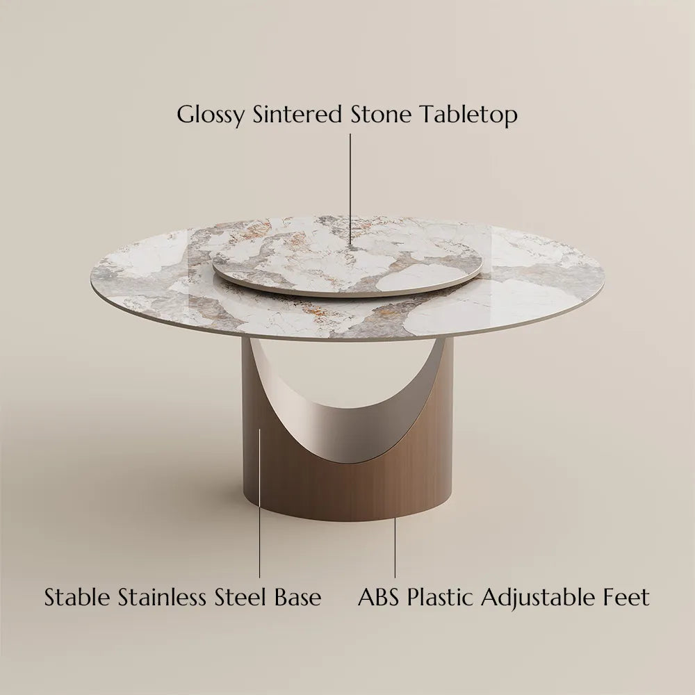 Hobart - Round Glossy Sintered Stone Dining Table
