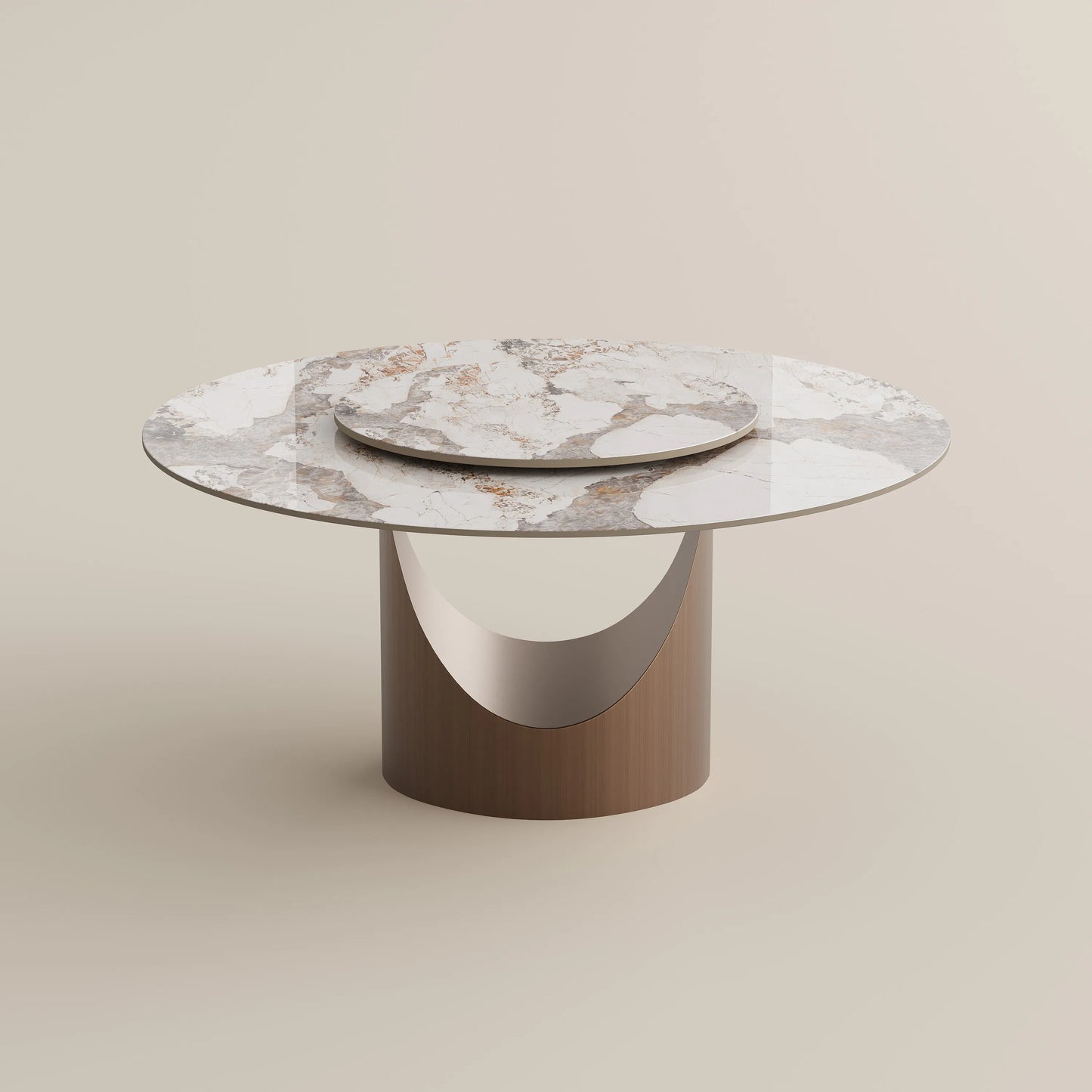 Hobart - Round Glossy Sintered Stone Dining Table