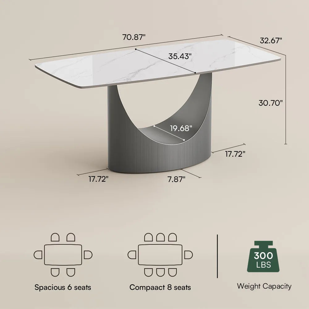 71in  Hobart - Rectangular Sintered Stone Dining Table
