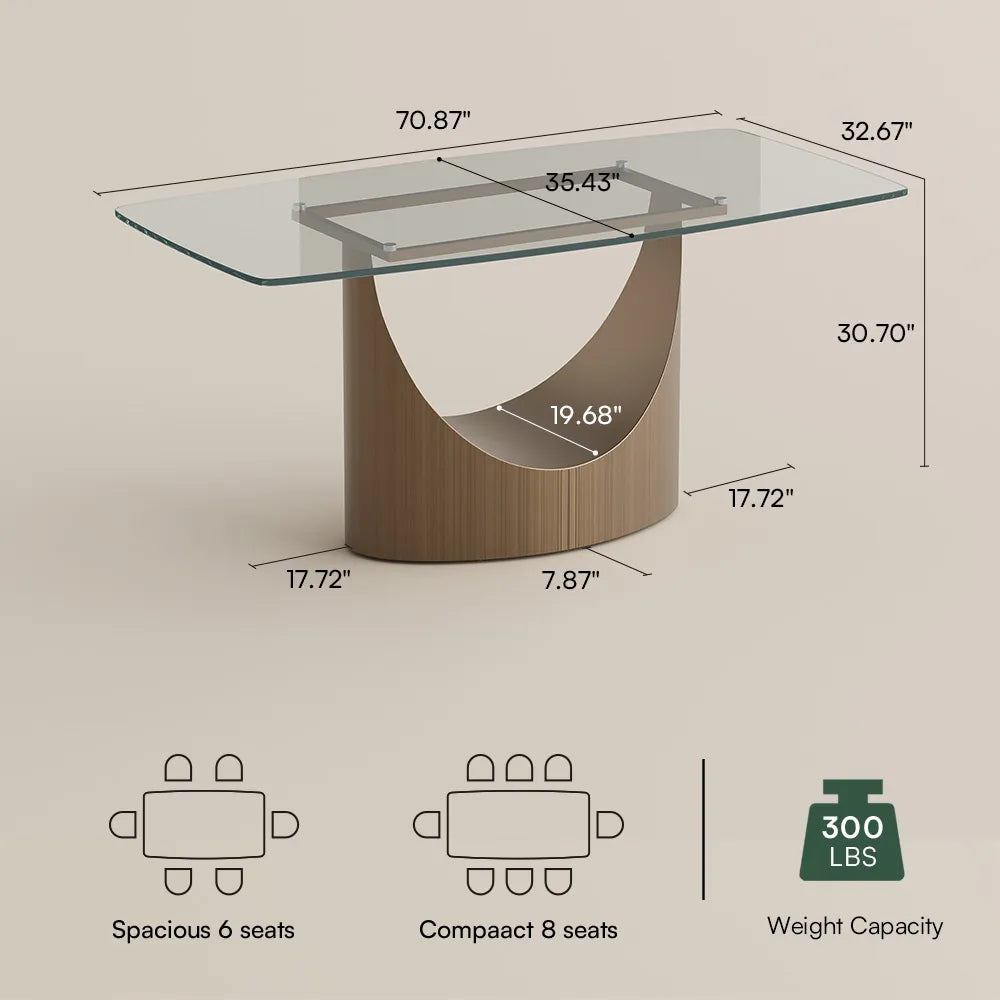 Hobart - Rectangular Tempered Glass Dining Table