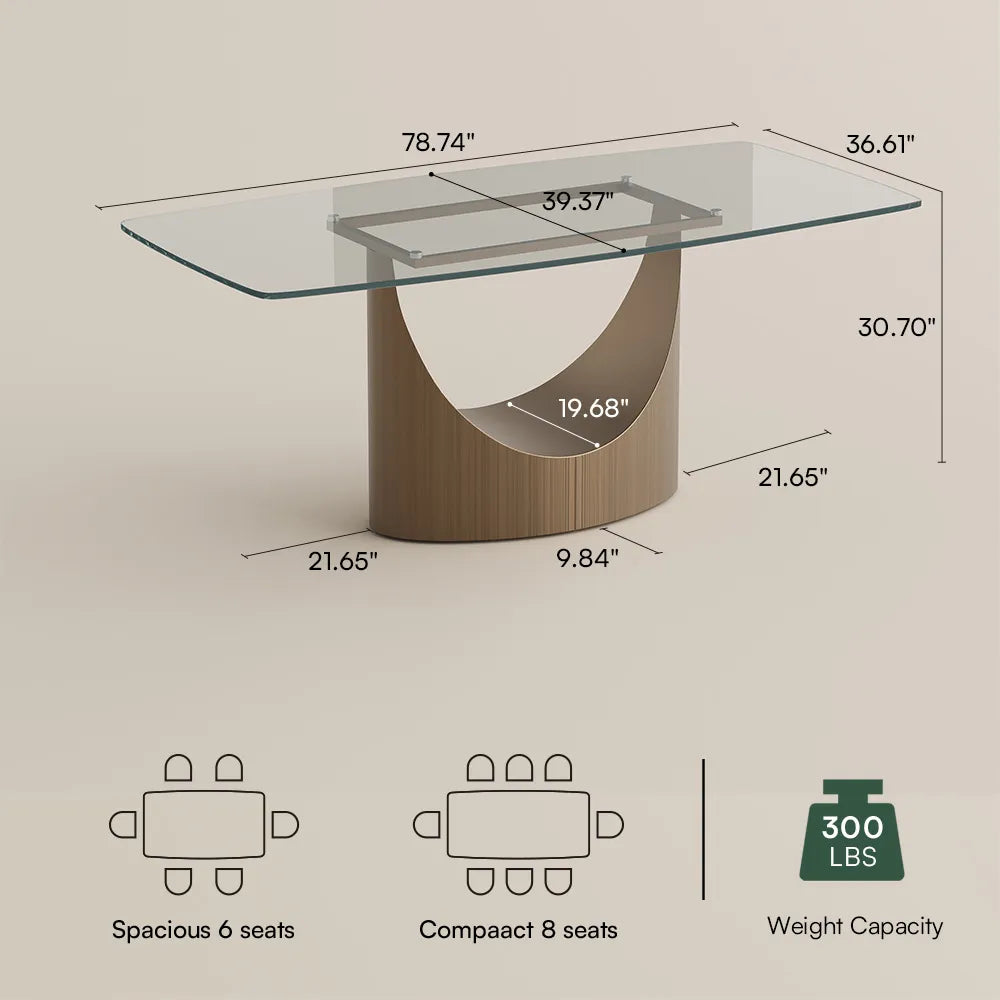 Hobart - Rectangular Tempered Glass Dining Table