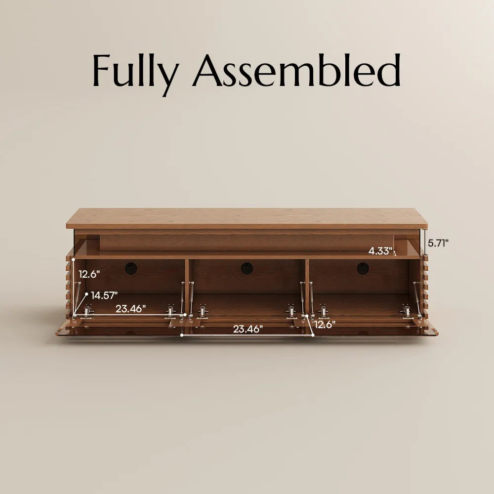 Selene-71" Horizontal Slatted TV Stand with Adjustable LED Lights