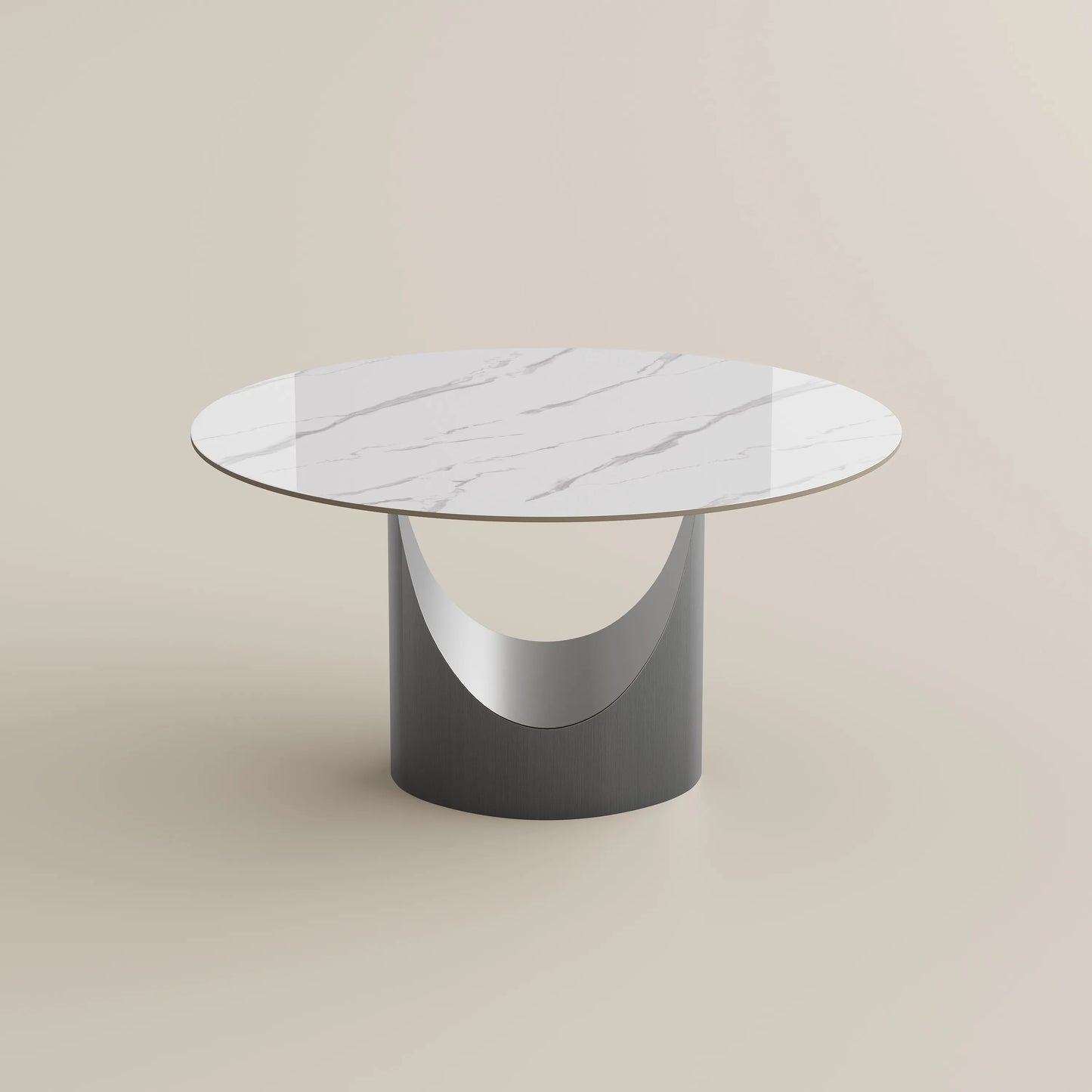 51in Hobart-Round Glossy Sintered Stone Dining Table