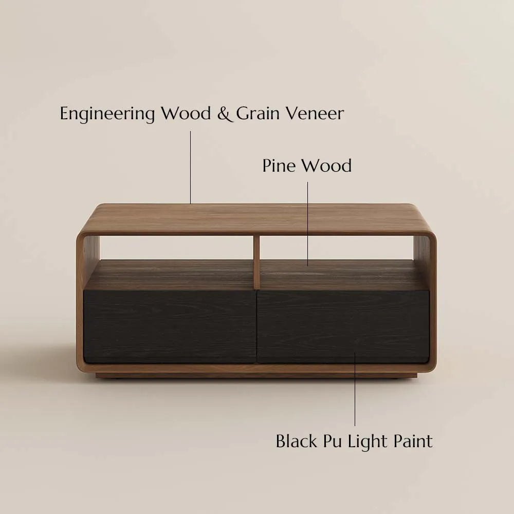39" Rectangular Modern Coffee Table with Storage