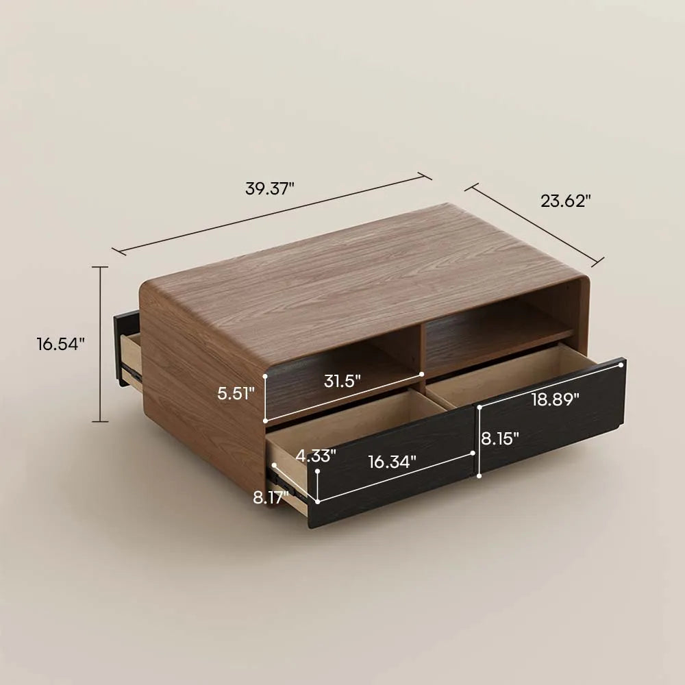 39" Rectangular Modern Coffee Table with Storage